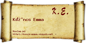 Köncs Emma névjegykártya